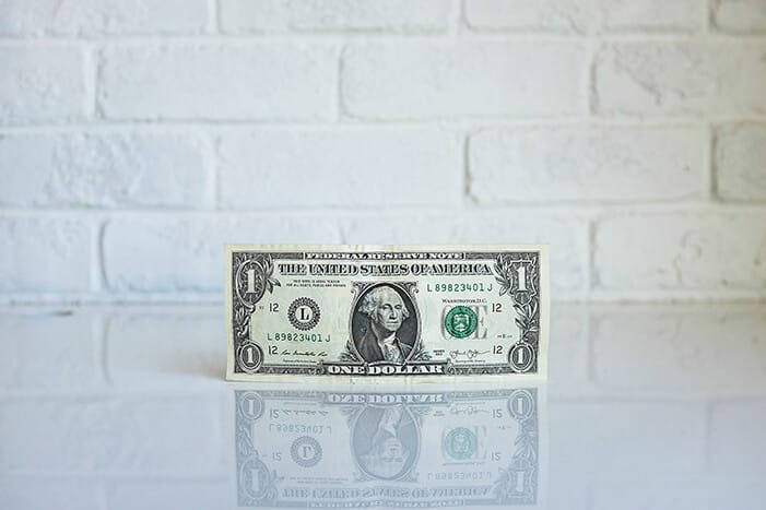 Dollar Bill Reflecting on Cunter Top