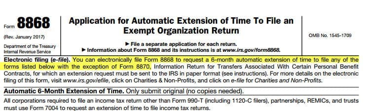 File IRS 990 extension