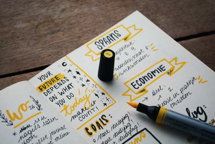 Journal with yellow marker