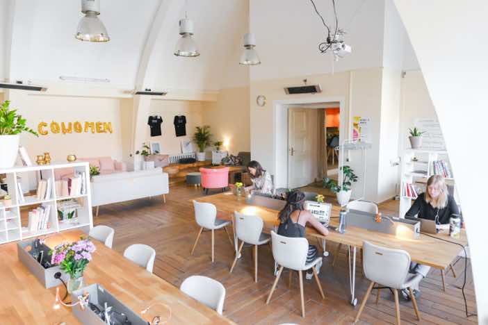 Women working in a coworking space